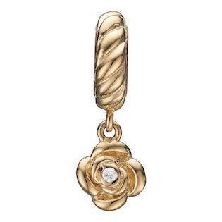 Christina Collect Gold-plated Charming Hanging Rose with White Topaz in the middle, model 623-G126